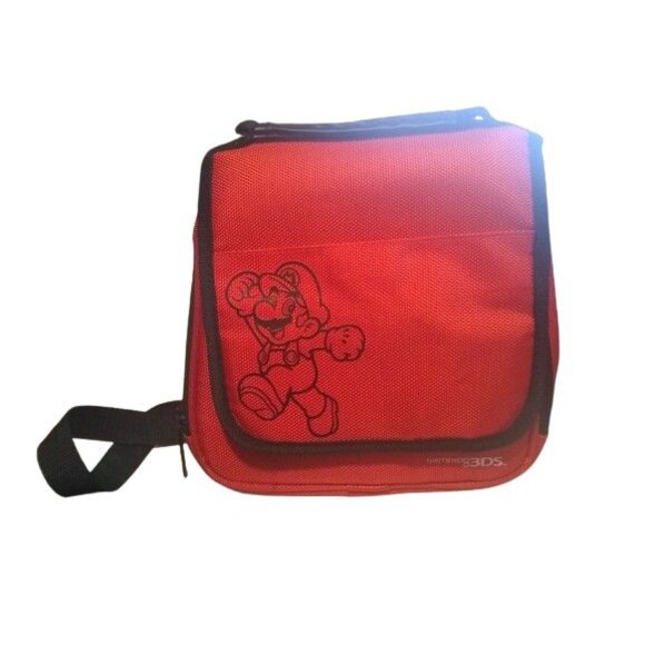 Nintendo 3Ds Messenger Style Carrying Bag Mario Logo Front/Back Orange Black - Picture 1 of 6